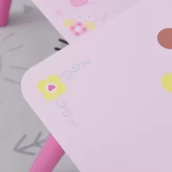 Qaba 3-Piece Kids Wooden Table And Chair Set With Crown Pattern Gift For Girls Toddlers Arts Reading Writing Age 2-4 Years Pink -Northlight Store GUEST 4652ec1a f121 41de 8bb8 d8f9bca85811