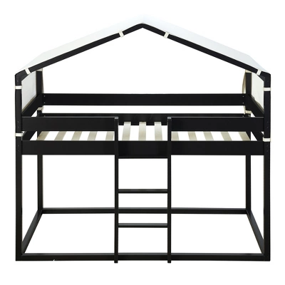 Wood Twin Over Twin Bunk Bed With Tent-ModernLuxe 6 Wood Twin Over Twin Bunk Bed With Tent-ModernLuxe - Image 4