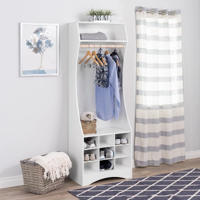 Narrow Wardrobe With Shoe Storage White - Prepac 3 Narrow Wardrobe With Shoe Storage White - Prepac