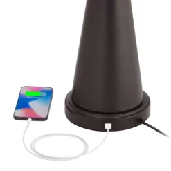 Franklin Iron Works Craig Rustic Farmhouse Table Lamps Set Of 2 With Round Risers 24 1/2" High Bronze With USB Charging Port Natural Shade For Desk -Northlight Store GUEST 486c9ed3 1f87 496c ab69 c6a439429d25