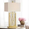 360 Lighting Claudia 26 1/2" Tall Square Modern Glam Luxe Table Lamp Gold Finish Metal Single White Shade Living Room Bedroom Bedside Nightstand House -Northlight Store GUEST 48e99eb3 e873 49b0 b467 12bb67f32549