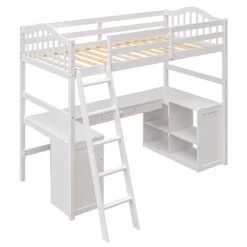 Twin Size Wooden Loft Bed With Drawers, Cabinet, Shelves And Desk-ModernLuxe -Northlight Store GUEST 4a1b924c 6ea0 4348 ba28 ad12dbb0c832