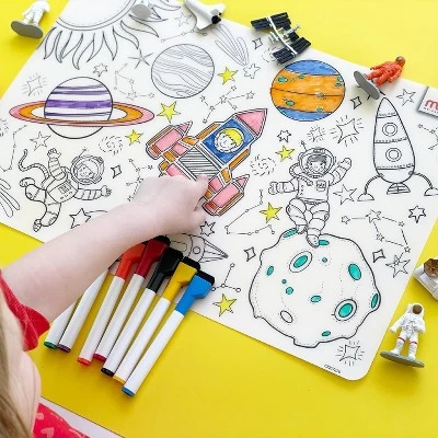 Merka Kids Toddler Essentials Coloring Placemats For Kids, Set Of 4 Mats With 7 Markers Jungle Space Sea Unicorns 3 Merka Kids Toddler Essentials Coloring Placemats For Kids, Set Of 4 Mats With 7 Markers Jungle Space Sea Unicorns