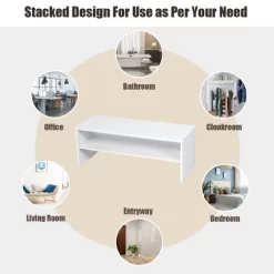 Tangkula 2-tier Stackable Shoe Rack 31" Width Organizer Shelf Set Of 3 White/Tan -Northlight Store GUEST 4a6d80e8 56a3 4842 8ba9 8fa784d1e0da