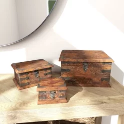 Set Of 3 Farmhouse Reclaimed Wood Boxes - Olivia & May -Northlight Store GUEST 4a8b1ba5 4c70 47c7 8c1e 046a51073b90