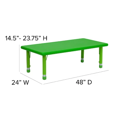 Flash Furniture 24"W X 48"L Rectangular Plastic Height Adjustable Activity Table 5 Flash Furniture 24"W X 48"L Rectangular Plastic Height Adjustable Activity Table - Image 3