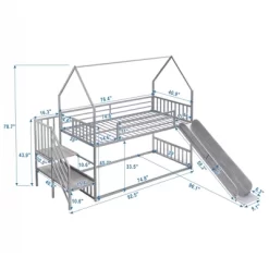 Twin Over Twin Metal Bunk Bed House Bed With Slide And Staircase-ModernLuxe 14 Twin Over Twin Metal Bunk Bed House Bed With Slide And Staircase-ModernLuxe -Northlight Store GUEST 4ab0ba1a bc59 4422 802e 263d52ad637a