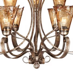 Franklin Iron Works Amber Scroll Golden Bronze Large Chandelier 35 1/2" Wide Rustic Art Glass 9-Light Fixture For Dining Room House Kitchen Island -Northlight Store GUEST 4c53efca 94f0 4f0f a59f a5ff3b84cd55
