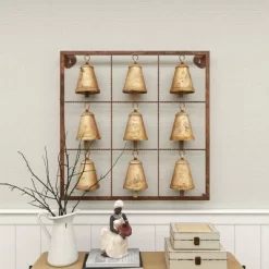 Metal Bell Square Frame Wall Decor Brass - Olivia & May -Northlight Store GUEST 4c657932 416c 4b59 b7fa 03dc3196c9d7