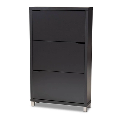 Out Racks Simms Finished Wood Shoe Storage Cabinet With 6 Fold Black - Baxton Studio 3 Out Racks Simms Finished Wood Shoe Storage Cabinet With 6 Fold Black - Baxton Studio