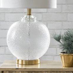 NuLOOM Elmira 23" Glass Table Lamp Lighting - Brass 23" H X 13" W X 13" D -Northlight Store GUEST 4dd233d4 f661 4525 9321 583d8ae98f4c