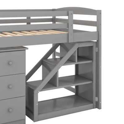 Twin Size Loft Bed With Multifunctional Movable Built-in Desk And Staircase-ModernLuxe 10 Twin Size Loft Bed With Multifunctional Movable Built-in Desk And Staircase-ModernLuxe - Image 8