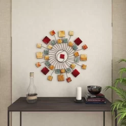 Metal Sunburst Wall Decor With Square Panel Accent Brown - Olivia & May -Northlight Store GUEST 4e8f9b47 1db3 4ebe 9853 ae607edcc7b8
