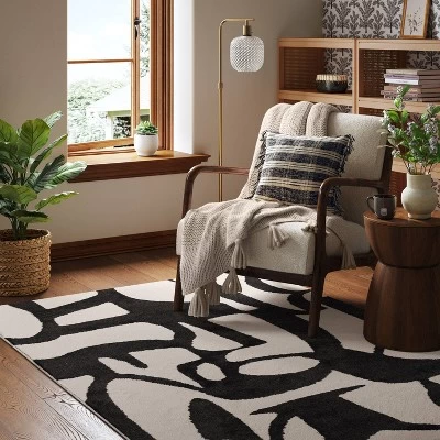 Abstract Inkblot Rug Black/White - Threshold™ 3 Abstract Inkblot Rug Black/White - Threshold™
