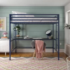 Twin Maxwell Metal Loft Bed With Desk & Shelves Blue/Black - Novogratz -Northlight Store GUEST 4f48102e b8d2 4a88 9ccf 8d6599861342