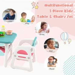 Costway 3-Piece Kids Table And Chair Set Toddler Activity Study Desk With Building Blocks -Northlight Store GUEST 50bbb76c 9d92 4193 8571 c1340a65aaab
