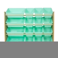 Toy Organizer With 16 Storage Bins Natural/Mint - Humble Crew