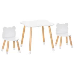Qaba Kids Table And Chair Set For Arts, Meals, Lightweight Wooden Homework Activity Center, Toddlers Age 3+, White -Northlight Store GUEST 511c4eb4 1a65 45cc 96ff 960e096ad1f7