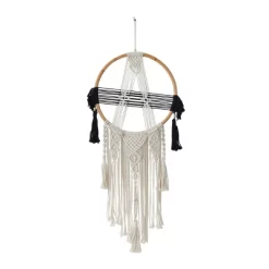 Cotton Macrame Handmade Intricately Weaved Wall Decor With Beaded Fringe Tassels Black - Olivia & May -Northlight Store GUEST 536ab26c b995 4006 811d 0f30520d736d