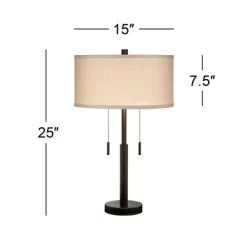 Franklin Iron Works Bernie Industrial Table Lamps 25" High Set Of 2 Rich Bronze With USB Charging Port Tan Drum Shade For Bedroom Living Room Bedside 15 Franklin Iron Works Bernie Industrial Table Lamps 25" High Set Of 2 Rich Bronze With USB Charging Port Tan Drum Shade For Bedroom Living Room Bedside -Northlight Store GUEST 53cdf485 6adc 4467 9fb8 1c8273091e08