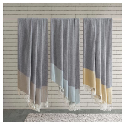 50"x60" Zoe Color Block Throw Blanket Blue 4 50"x60" Zoe Color Block Throw Blanket Blue - Image 2