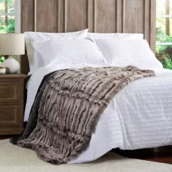 Hastings Home Premium Faux Chinchilla Fur Striped Blanket With Gift Box - Umber/Chocolate -Northlight Store GUEST 550bd242 3e96 4ffe 9e23 2ce293a41ce8