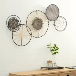 Metal Plate Wall Decor With Textured Pattern Black - Olivia & May