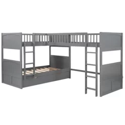 Twin Over Twin Bunk Bed With Twin Size Loft Bed With 2 Drawers - ModernLuxe -Northlight Store GUEST 55872fc8 1f48 42a3 a3da 195ee2c5bb96