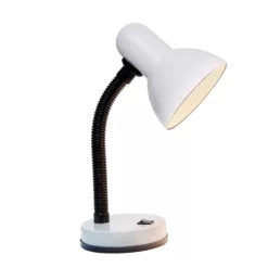 14.25" Traditional Fundamental Metal Desk Task Lamp And Bowl Shaped Shade With Flexi Gooseneck White - Creekwood Home