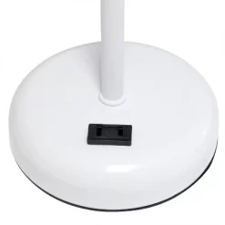 19.5" Bedside Power Outlet Base Metal Table Desk Lamp In White Fabric Shade - Creekwood Home -Northlight Store GUEST 55e76455 5f76 4114 b613 3d65b122caa6