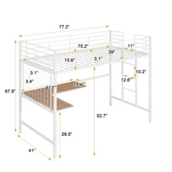 Twin Metal Loft Bed With Desk And Metal Grid - ModernLuxe -Northlight Store GUEST 561496fd 7636 4bc0 9c1b 64f48c8cd285