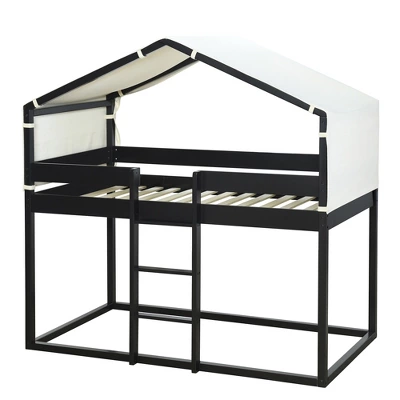 Wood Twin Over Twin Bunk Bed With Tent-ModernLuxe 5 Wood Twin Over Twin Bunk Bed With Tent-ModernLuxe - Image 3