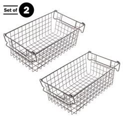 Set Of 2 Storage Bins - Basket Set For Toy, Kitchen, Closet, And Bathroom Storage - Medium Shelf Organizers With Handles By Home-Complete (Brown)
