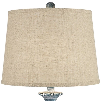 Regency Hill Tanya Country Cottage Table Lamps 26 1/2" High Set Of 2 Blue Wash Burlap Linen Drum Shade For Bedroom Living Room Bedside Nightstand Home 3 Regency Hill Tanya Country Cottage Table Lamps 26 1/2" High Set Of 2 Blue Wash Burlap Linen Drum Shade For Bedroom Living Room Bedside Nightstand Home