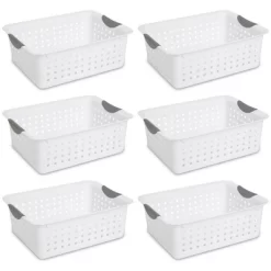 Sterilite Ultra Ventilated Open Top Plastic Storage Organizer Basket With Gray Contoured Carrying Handles -Northlight Store GUEST 572db26e 526a 40d7 ad67 8fbcf035d85d