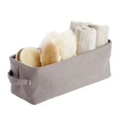 Gray Jute Fabric Storage Bin Basket Container Cubes Organizer With Handles Rectangular 16"x6"x5.25" -Northlight Store GUEST 582c93f0 d734 4743 aaad 98dd855b59b3