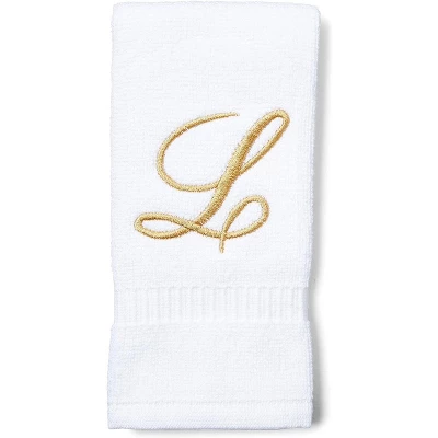 Juvale 4 Pack Monogrammed Fingertip Towels For Bathroom, Embroidered Letter L, White, 11 X 18 In. 4 Juvale 4 Pack Monogrammed Fingertip Towels For Bathroom, Embroidered Letter L, White, 11 X 18 In. - Image 2