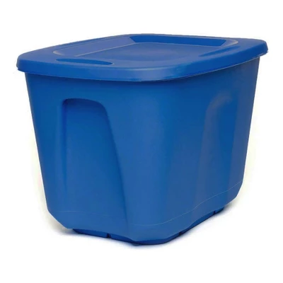 HOMZ 10-Gallon Stackable And Nestable Heavy Duty Plastic Storage Container Organizer Bin With 4 Way Handles, Capri Blue (8 Pack) 4 HOMZ 10-Gallon Stackable And Nestable Heavy Duty Plastic Storage Container Organizer Bin With 4 Way Handles, Capri Blue (8 Pack) - Image 2
