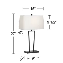 360 Lighting Cole Modern Table Lamps 27" Tall Set Of 2 Black Metal With USB Charging Ports White Rectangular Shade For Bedroom Living Room Bedside -Northlight Store GUEST 5ad108d5 96c0 471a 8f11 df4a1a1a43c2