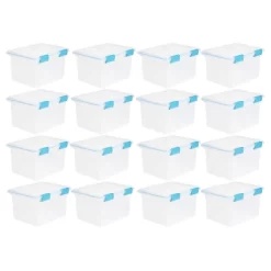 Sterilite 32 Quart Stackable Clear Plastic Storage Tote Container With Blue Gasket Latching Lid For Home And Office Organization, Clear -Northlight Store GUEST 5af01a01 4fb5 41c8 8a71 eca3510aab53