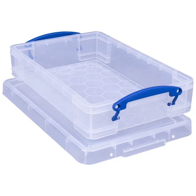 Really Useful Box 4 Liter Plastic Stackable Storage Container W/ Snap Lid & Built-In Clip Lock Handles For Home & Office Organization, Clear (10 Pack) 4 Really Useful Box 4 Liter Plastic Stackable Storage Container W/ Snap Lid & Built-In Clip Lock Handles For Home & Office Organization, Clear (10 Pack) - Image 2