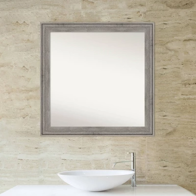 31" X 31" Non-Beveled Regis Barnwood Gray Wood Bathroom Wall Mirror - Amanti Art 6 31" X 31" Non-Beveled Regis Barnwood Gray Wood Bathroom Wall Mirror - Amanti Art - Image 4
