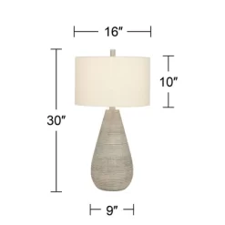 360 Lighting Julio Modern Table Lamp 30" Tall Natural Gray Ceramic Oatmeal Drum Shade For Bedroom Living Room Bedside Nightstand Office Kids House -Northlight Store GUEST 5bf60fcf 1b75 4f0d ad0a 209b050248bb