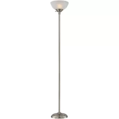 360 Lighting Maddox Modern Torchiere Floor Lamp 71" Tall Satin Nickel Silver Metal Alabaster Glass Shade For Living Room Bedroom Office House Home -Northlight Store GUEST 5c5bae81 a032 4efd 82e9 a78bf0f24026