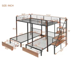 Full Over Twin-Twin Triple Bunk Bed With Drawers And Staircase - ModernLuxe -Northlight Store GUEST 5cb766ec 0fff 483f bfc6 40923c014840
