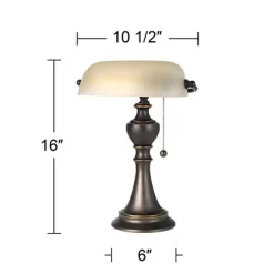 Regency Hill Haddington Traditional Piano Banker Table Lamp 16" High Antique Bronze Metal Alabaster Glass Shade For Bedroom Living Room Bedside Office -Northlight Store GUEST 5d528dcb f538 4cb5 b511 a732280060e0