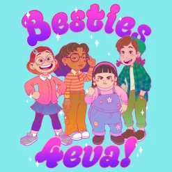 Junior's Turning Red Besties 4Eva! Racerback Tank Top