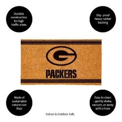 Evergreen Green Bay Packers Logo Turf Mat, Brown- 28 X 16 Inches Indoor Outdoor Doormat -Northlight Store GUEST 5db88f82 6076 4466 9e22 c81262722ad4