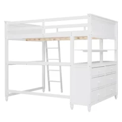 Full Size Wooden Loft Bed With Drawers, Shelves And Desk - ModernLuxe 18 Full Size Wooden Loft Bed With Drawers, Shelves And Desk - ModernLuxe -Northlight Store GUEST 5df471d1 9913 4537 8b8c 23fbef9d9b7e