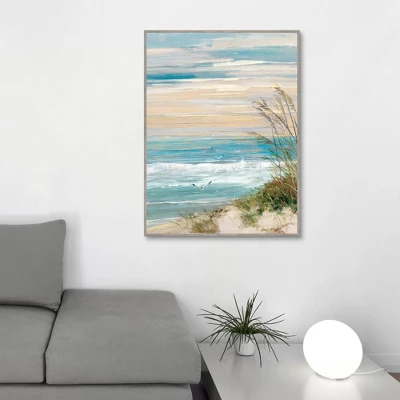 30" X 40" Beach At Dusk By Sally Swatland Framed Canvas Art Print - Masterpiece Art Gallery 3 30" X 40" Beach At Dusk By Sally Swatland Framed Canvas Art Print - Masterpiece Art Gallery